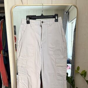 Hollister Light Beige Cargo Pants — High Rise Relaxed Utility Fit
